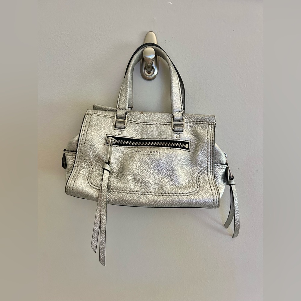 Marc Jacobs Silver Mini Cruiser Satchel Crossbody Bag Purse